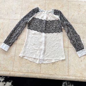 a’ reve sheer & black lace woman’s shirt size M